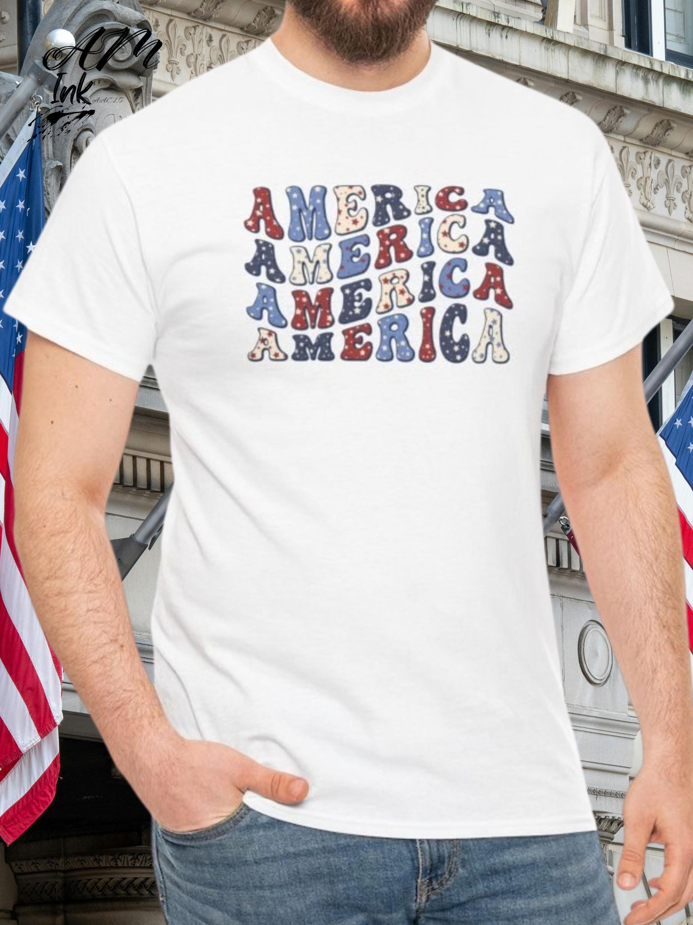 Retro America Stack Tee – Vintage 4th of July Graphic Shirt