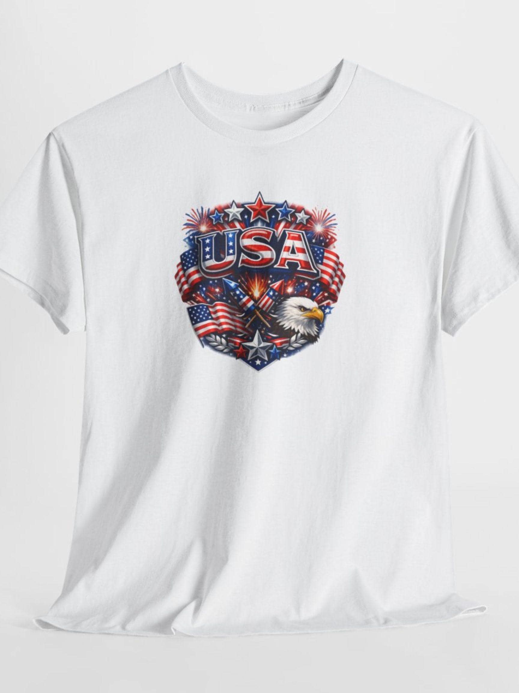USA Eagle Crest T-Shirt | American Flag Bald Eagle Patriotic Graphic Tee