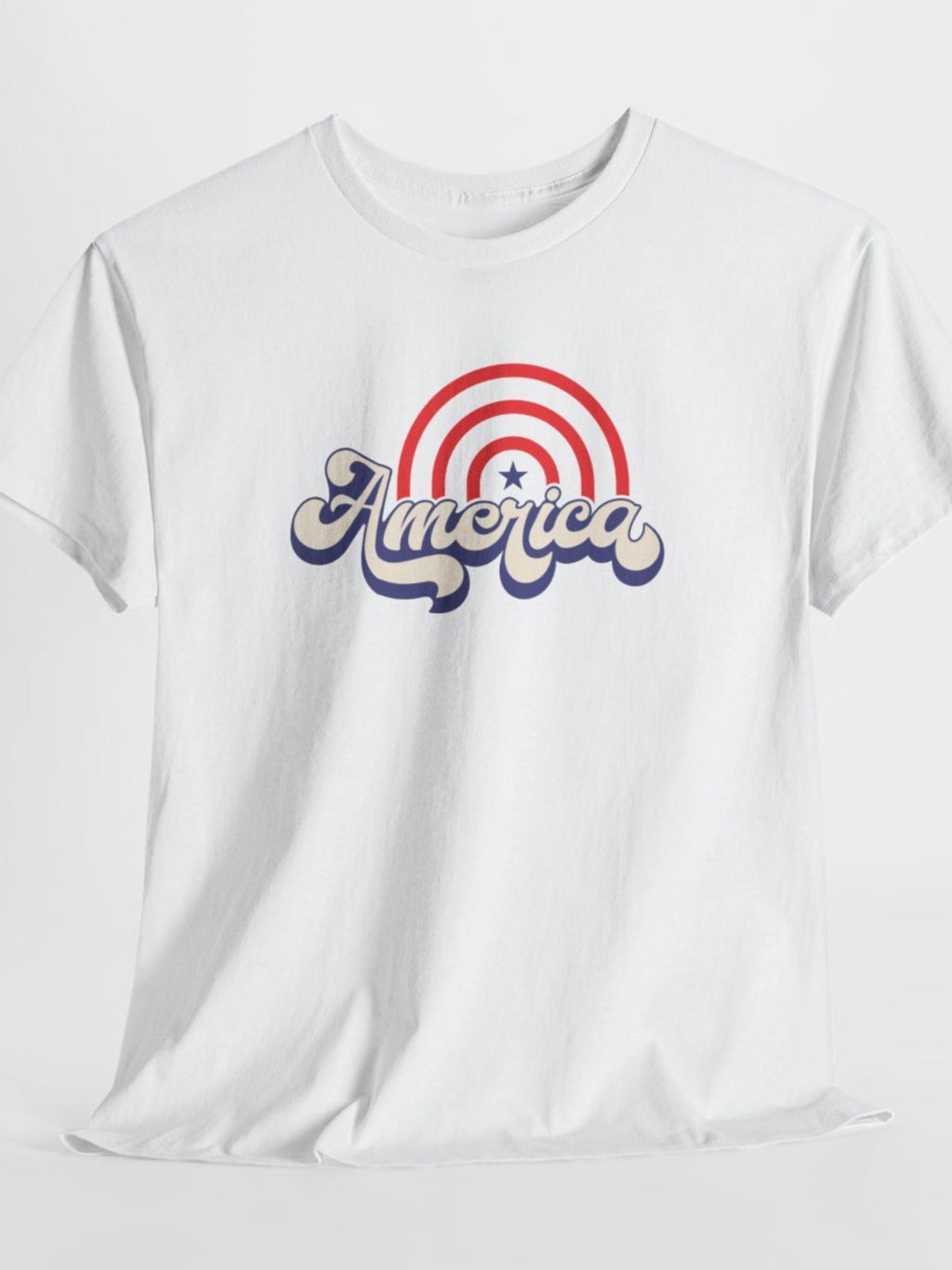 Retro America Script T-Shirt | Patriotic Stars Stripes Graphic Tee