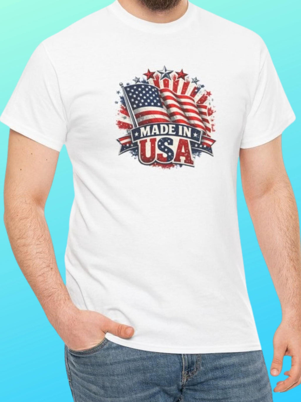 Patriotic American Flag T-Shirt | Made in USA Independence Day Apparel