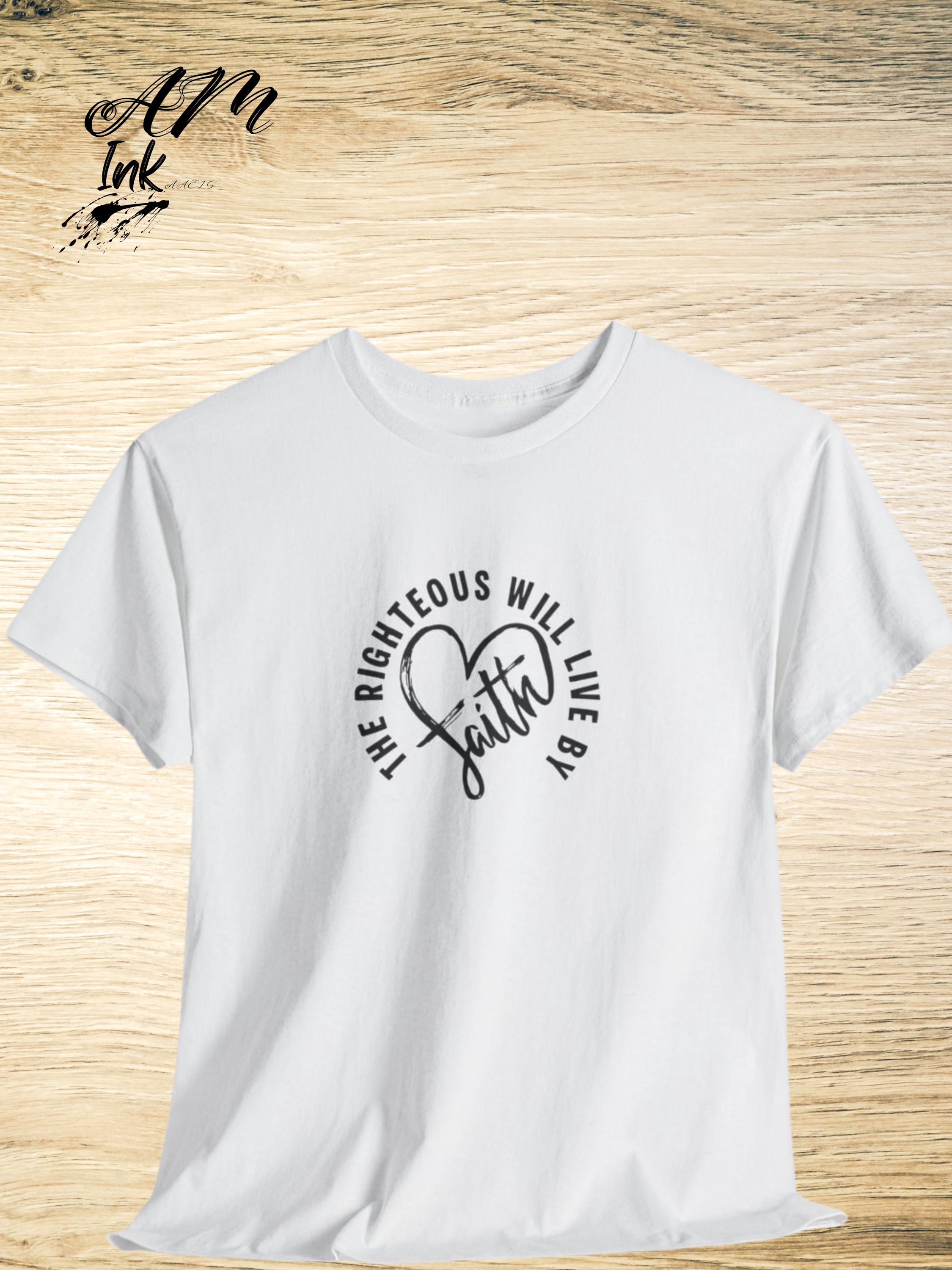 Faith Heart Graphic Tee  Romans 1 17 Christian bible verse shirt faith based clothing