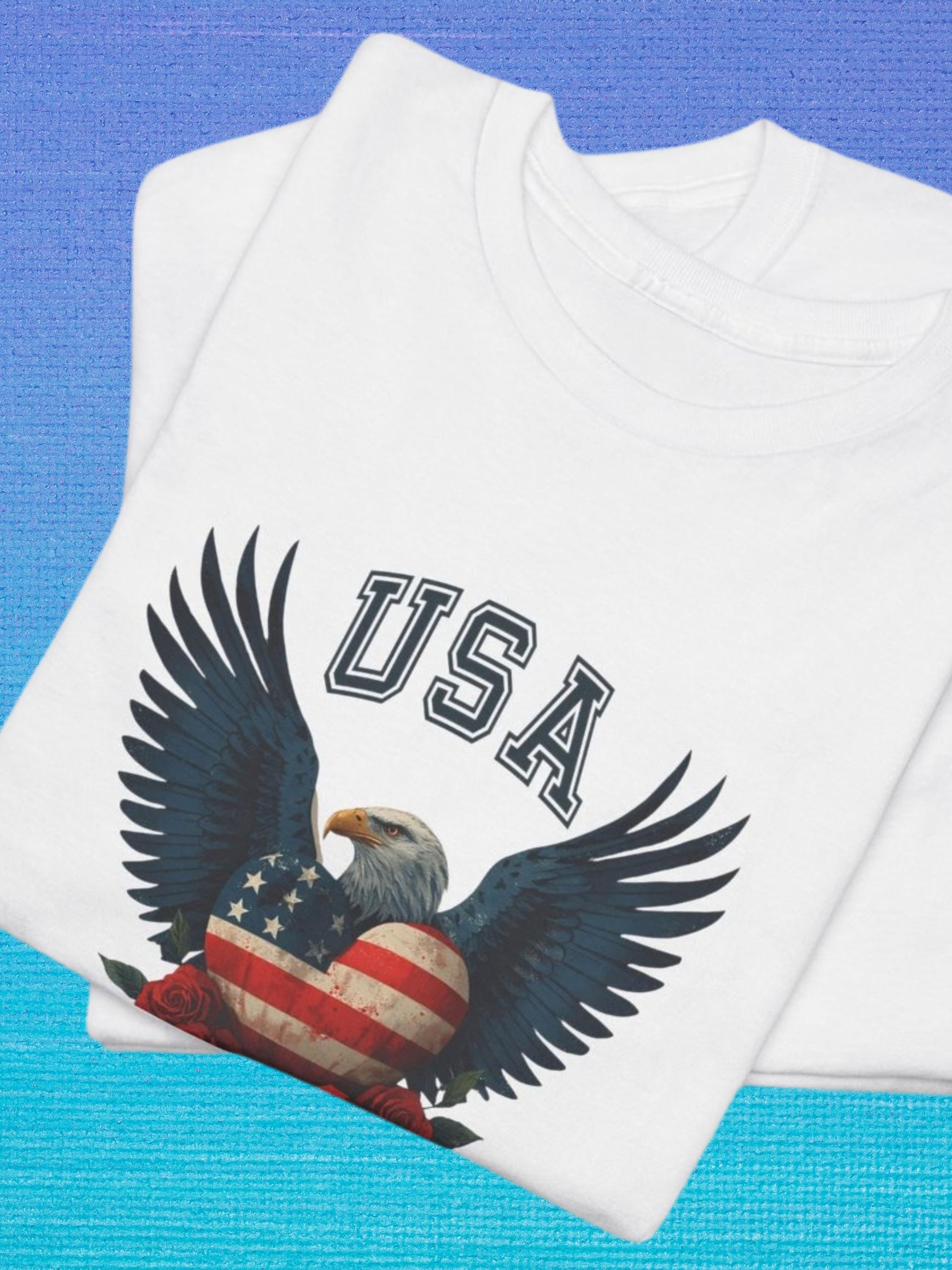 Vintage Americana Eagle Heart Graphic Tee | Patriotic 4th of July Shirt