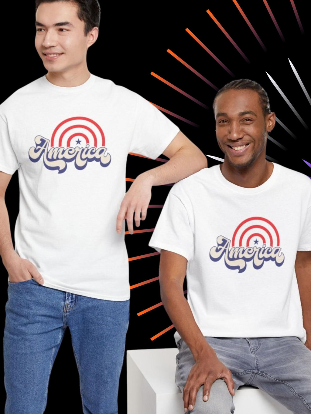Retro America Script T-Shirt | Patriotic Stars Stripes Graphic Tee