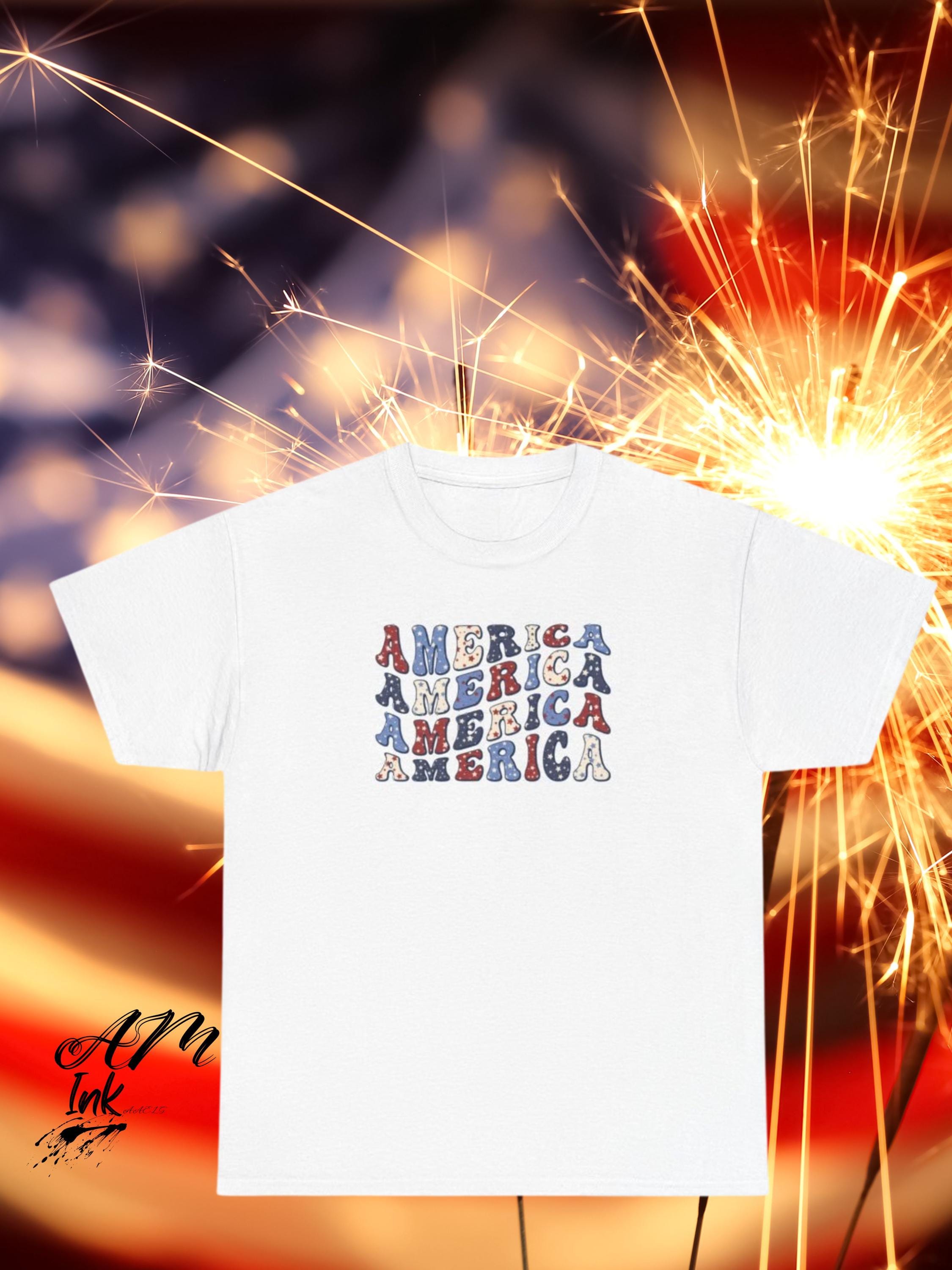 Retro America Stack Tee – Vintage 4th of July Graphic Shirt