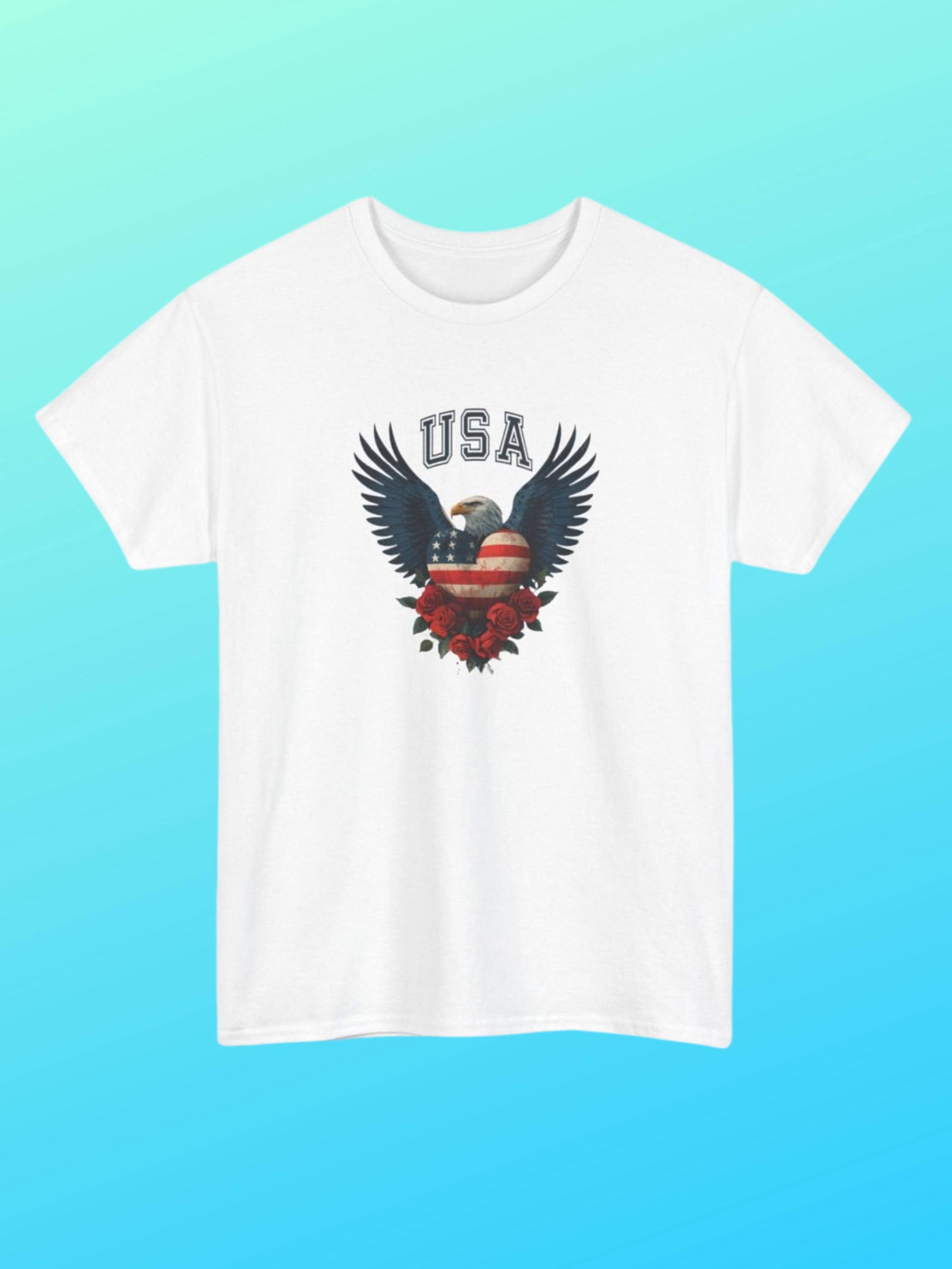 Vintage Americana Eagle Heart Graphic Tee | Patriotic 4th of July Shirt