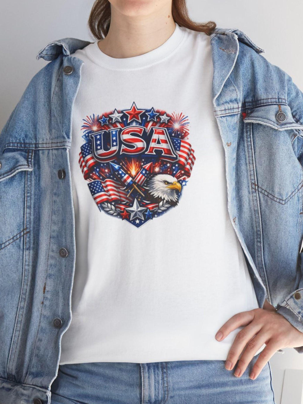 USA Eagle Crest T-Shirt | American Flag Bald Eagle Patriotic Graphic Tee